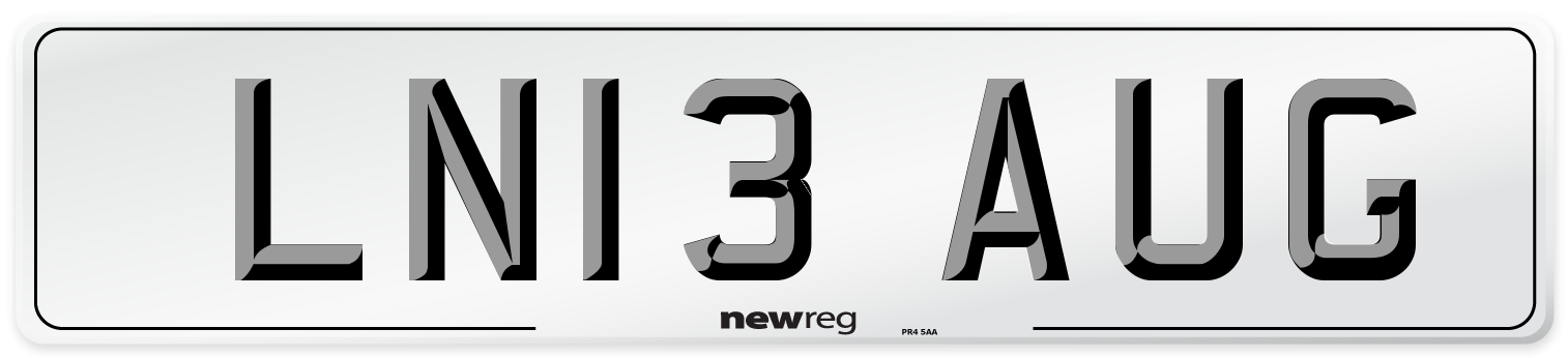 LN13 AUG Number Plate from New Reg